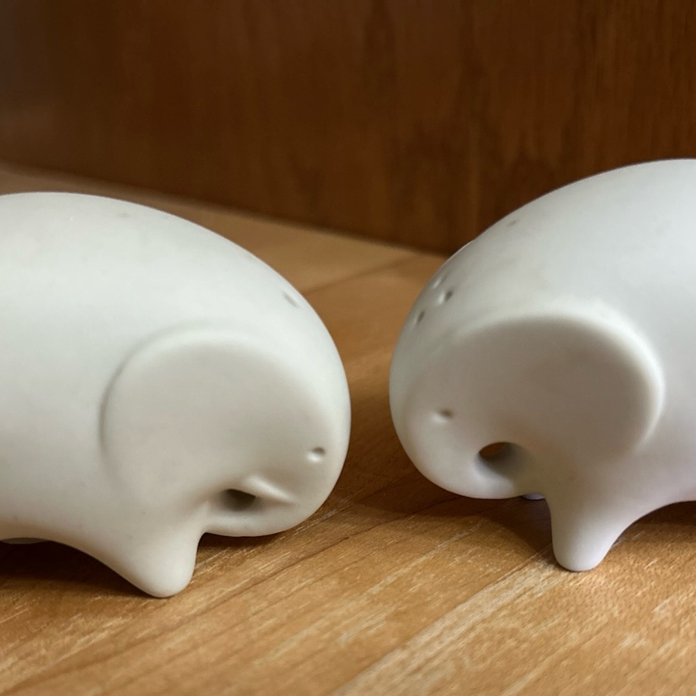 Elephant Shaped White Salt and Pepper Shakers